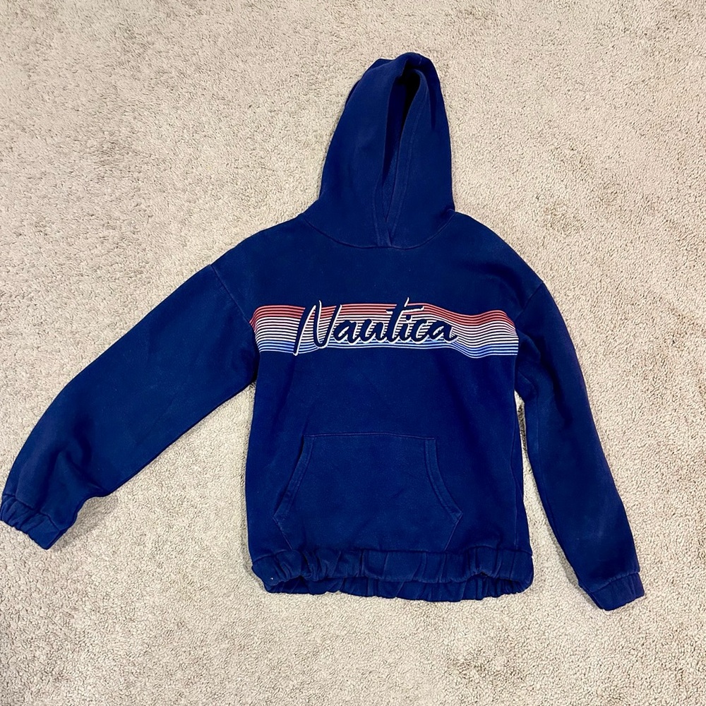 Nautica Girls' Pullover Fleece Hoodie Sweatshirt - Size L (12/14)
